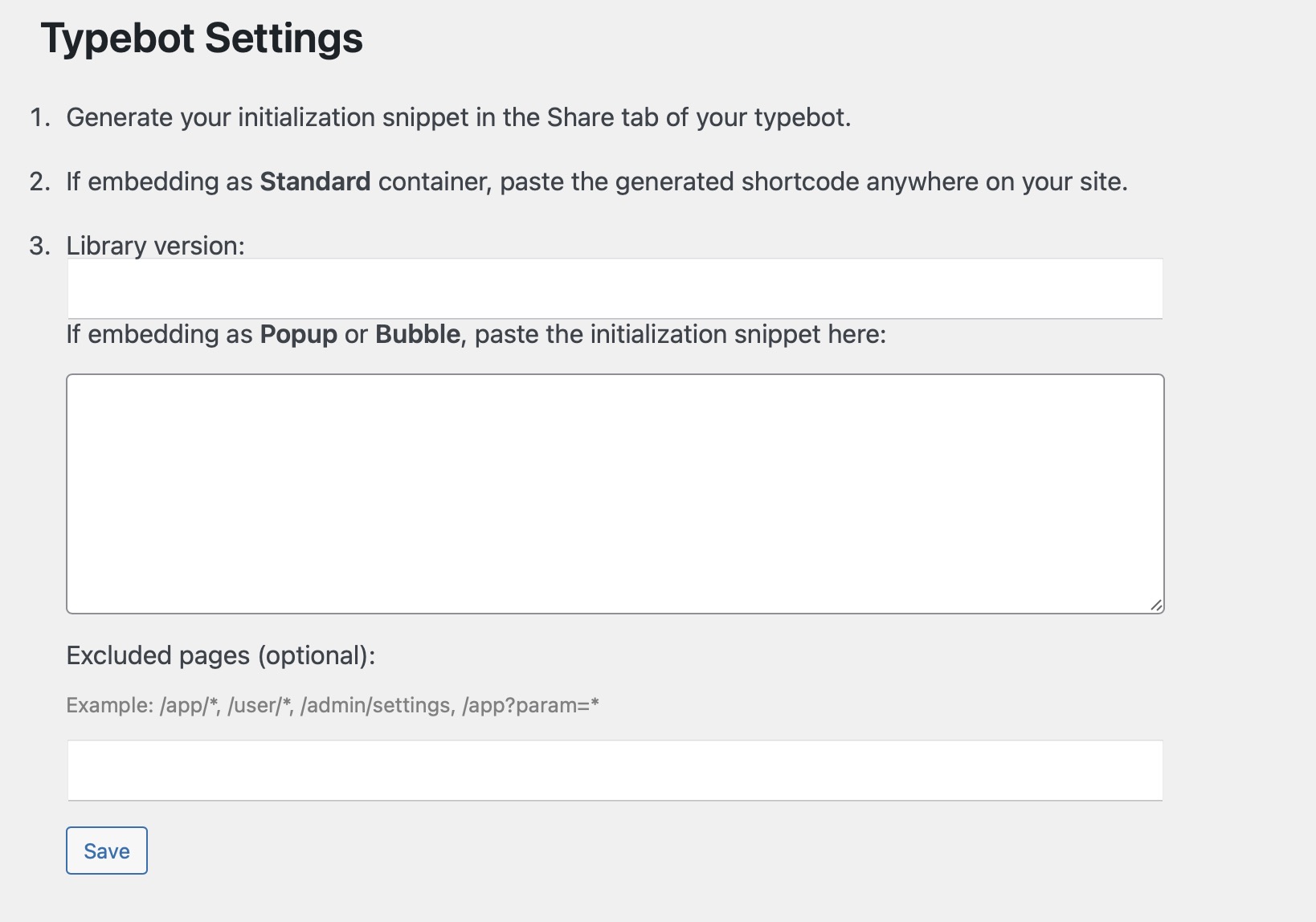 Typebot Settings